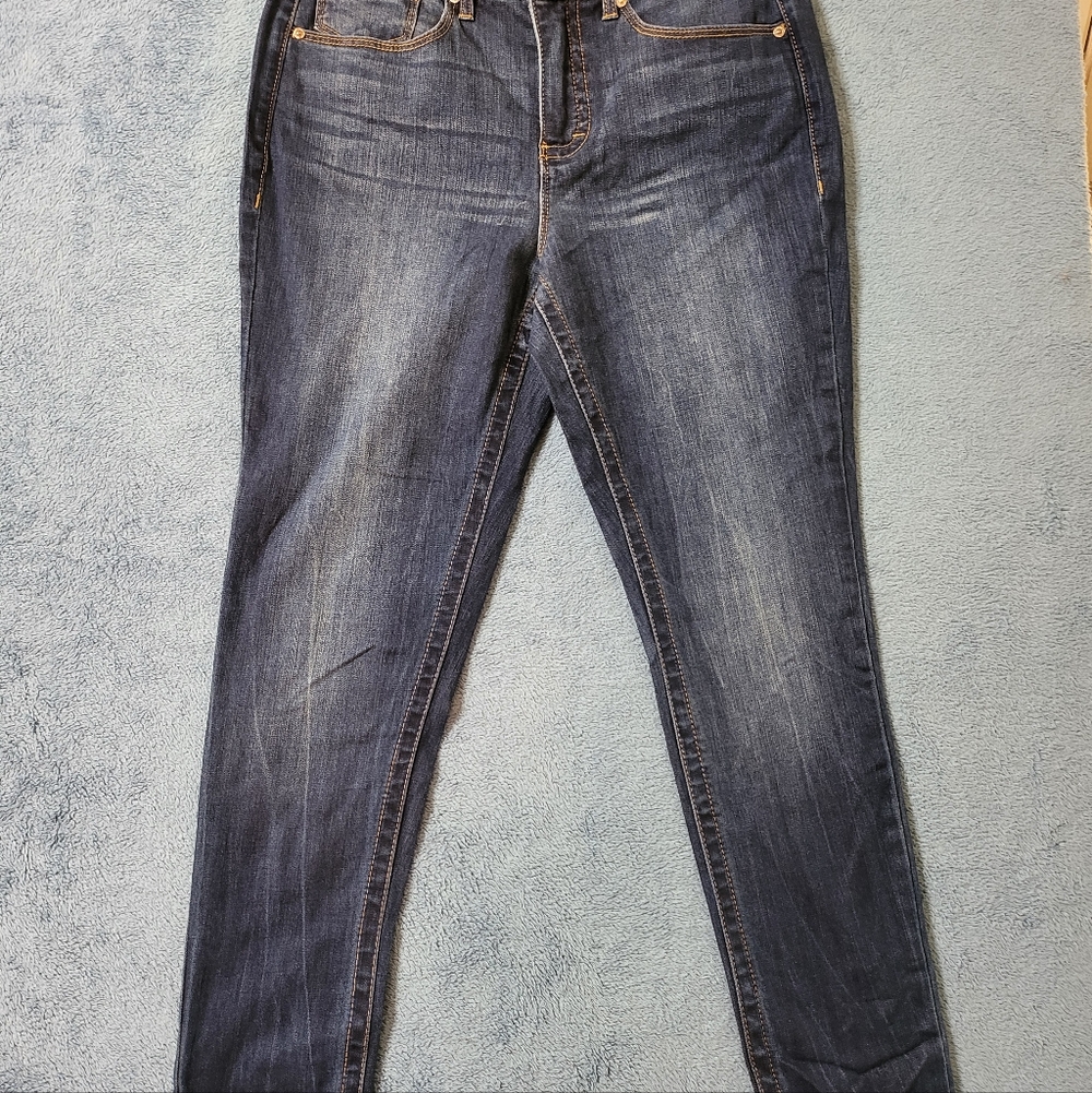 Seven7 Jeans Womens 10 Blue Tummyless High Rise Skinny Stretch Denim Dark Wash